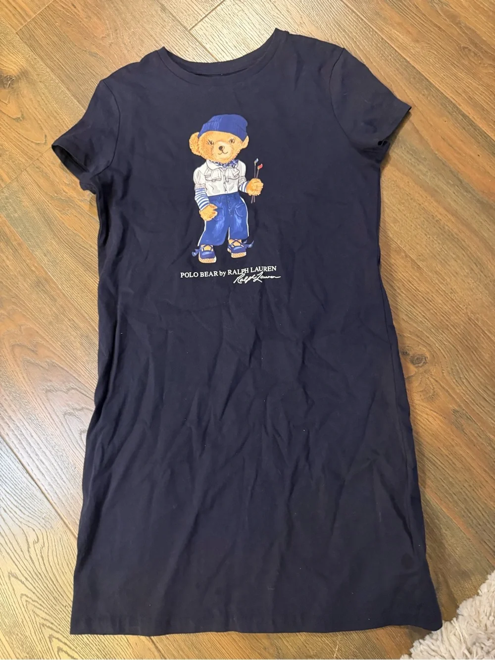 Ralph Lauren Navy Polo Bear Graphic Kids Tee Dress